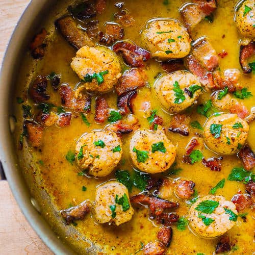 Bacon Scallops with Lemon Butter Sauce