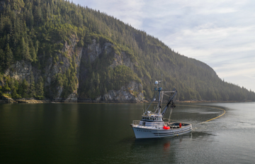 Boat of the coast of Alaska purse fishing