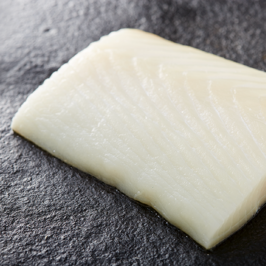 Raw halibut detail shot